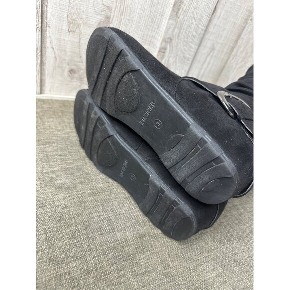 Black Suede Like Boots With Buckle Detail & Side Zipper Closure Womens Size 8 - Picture 6 of 8